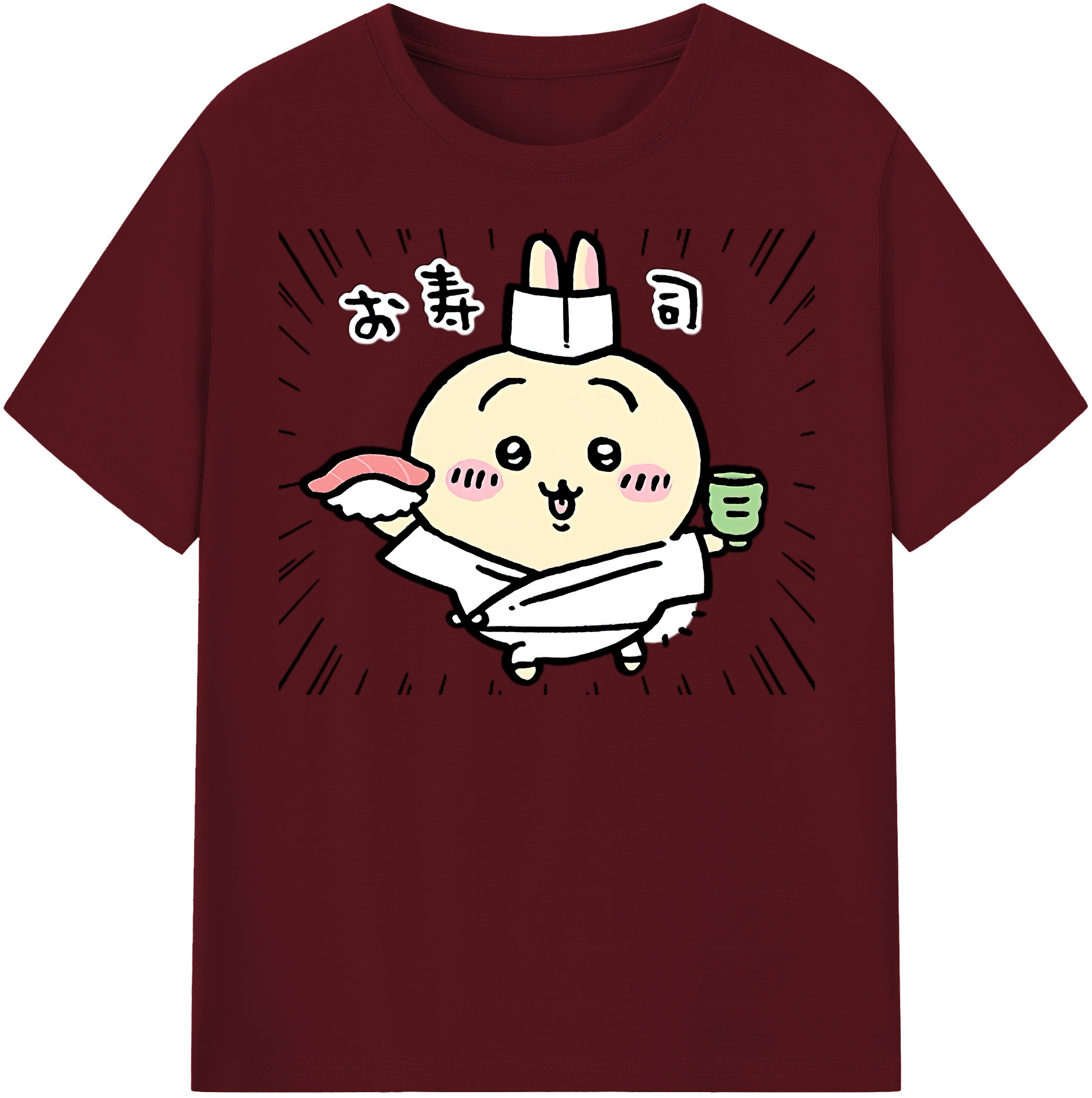 （画像用） ちいかわ うさぎ Chii-kawa usagi 綿100％半袖Tシャツ（フロントプリント）